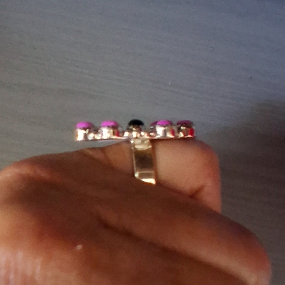 CHERRY BLOSSOM DAHLIA AND ONYX RING 915 STERLING SILVER - Picture 4 of 5